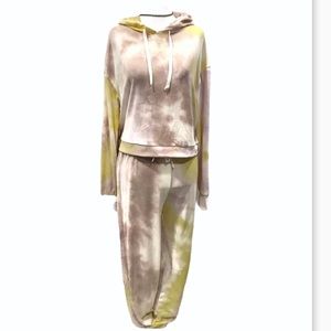 🔥Sale $48🔥Hoodie & Jogger-Lemon Tie Dye Set SZ L
